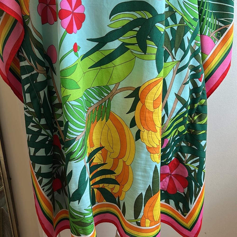Trina Turk Multicolor Tropical V-Neck Tunic M/L - Picture 3 of 6
